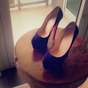 Christian Louboutin purple suede pumps